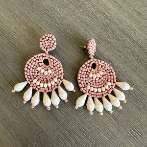 Pink Beaded Tassel Earrings